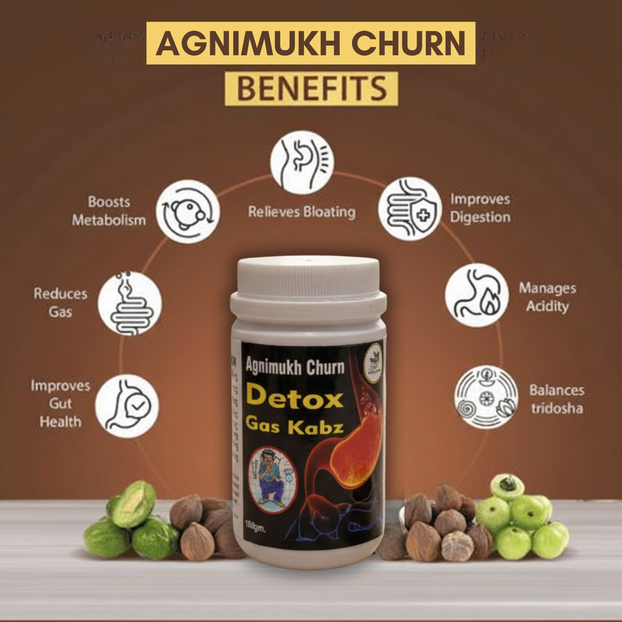 Agnimukh Churan – Ayurvedic Digestive Powder for Gas, Acidity, Bloating & Improved Digestion